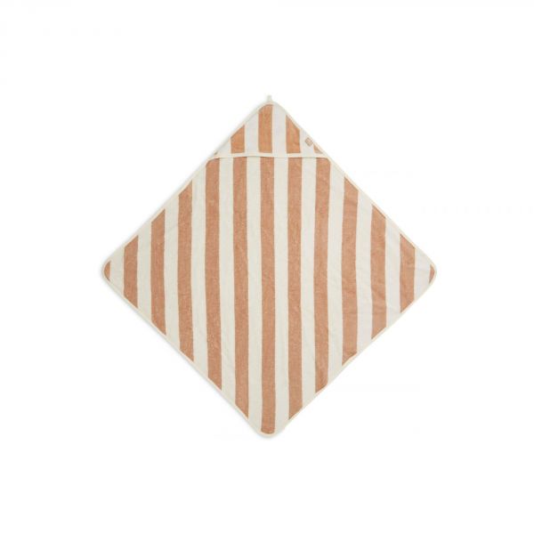Cape de bain bébé 75x75 cm Éponge Stripe Biscuit