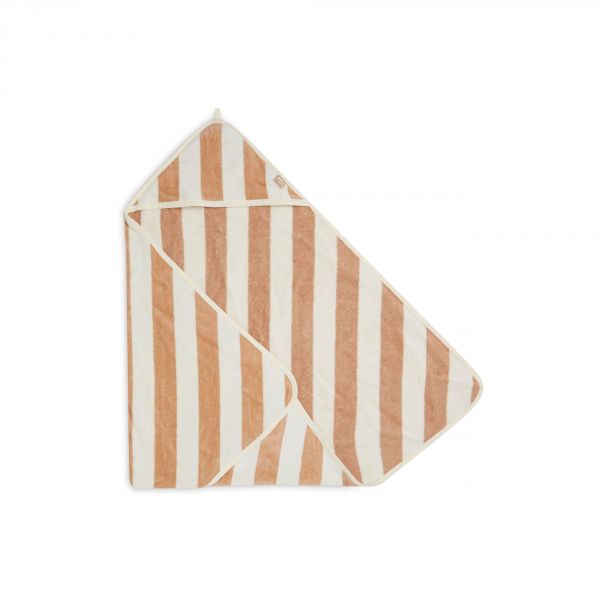 Cape de bain bébé 75x75 cm Éponge Stripe Biscuit