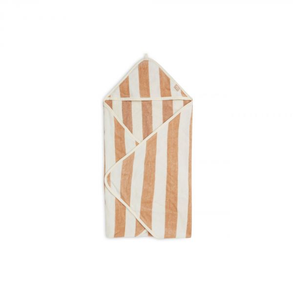 Cape de bain bébé 75x75 cm Éponge Stripe Biscuit