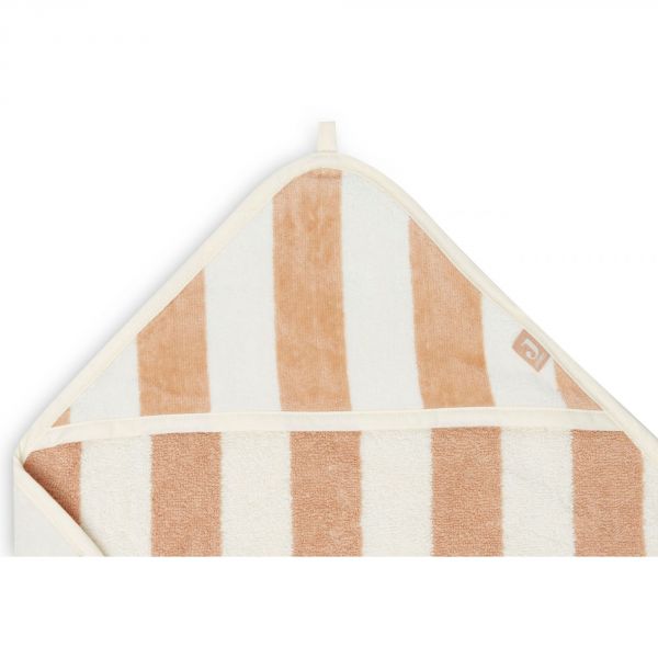 Cape de bain bébé 75x75 cm Éponge Stripe Biscuit