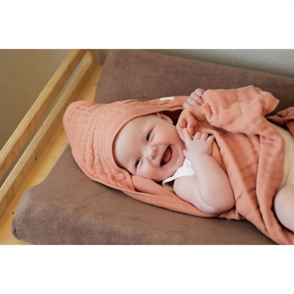 Cape de bain bébé 75x75 cm Coton froissé Rosewood