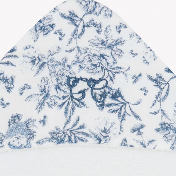 Cape de bain Toile de Jouy Bleu