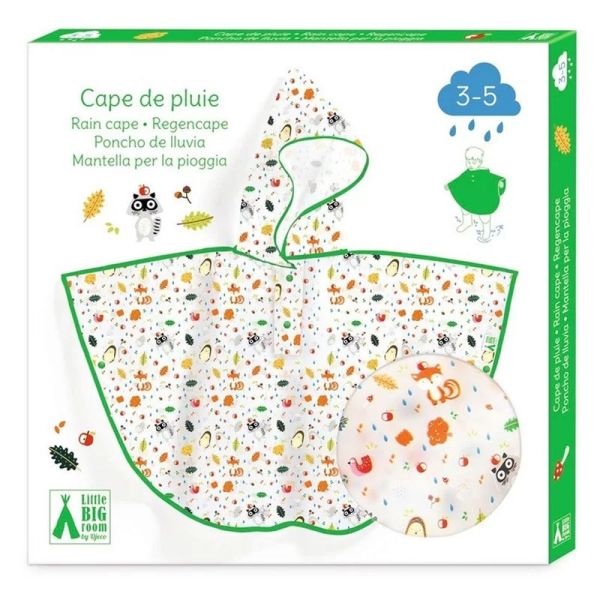 Cape poncho de pluie pour enfant Sous bois