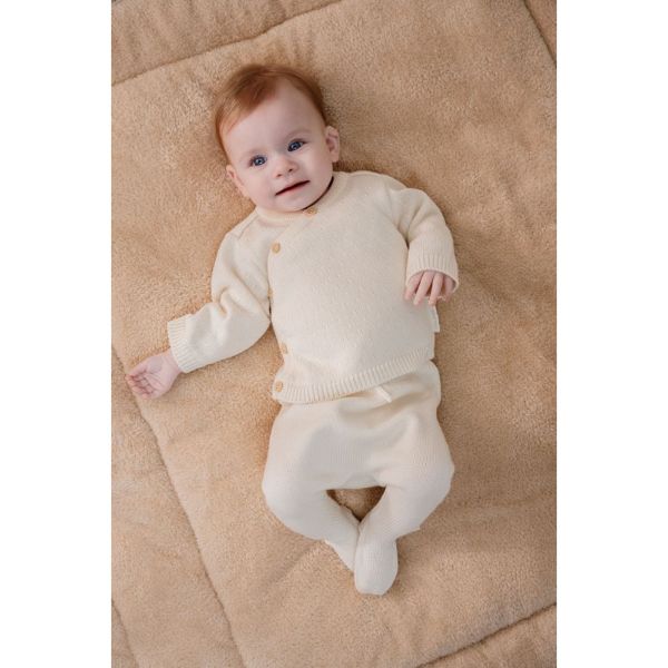 Cardigan en tricot wrap - Off White - 6/9 mois