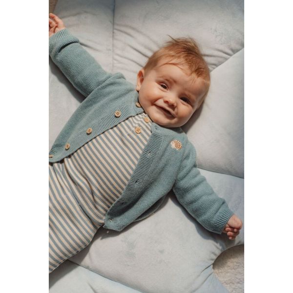 Cardigan tricoté - Baby Blue - 4/6 mois