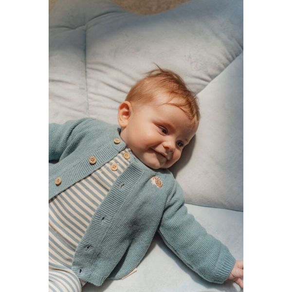Cardigan tricoté - Baby Blue - 4/6 mois