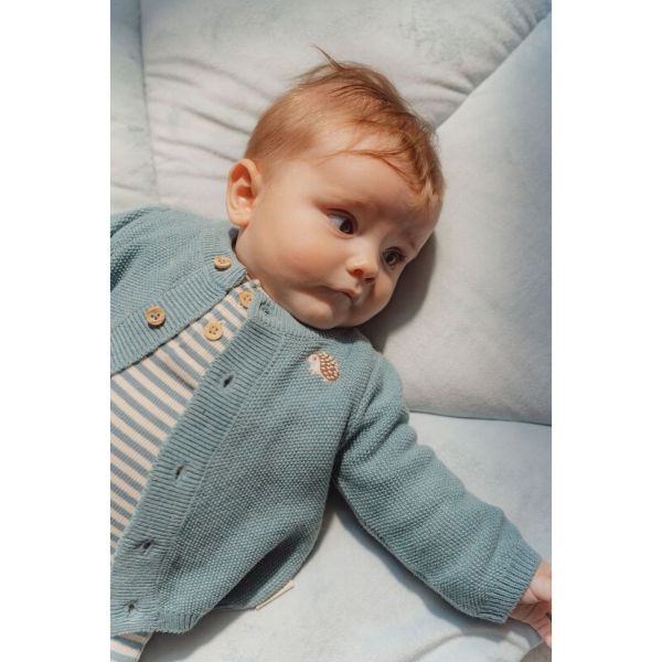 Cardigan tricoté - Baby Blue - 6/9 mois