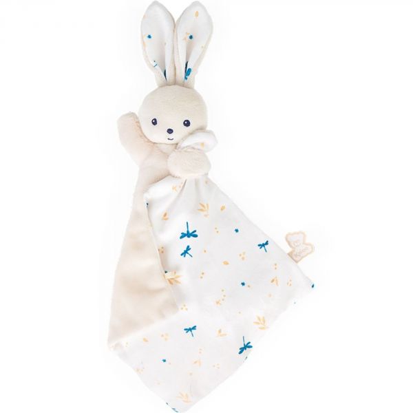 Doudou carré douceur plat Lapin blanc délicat