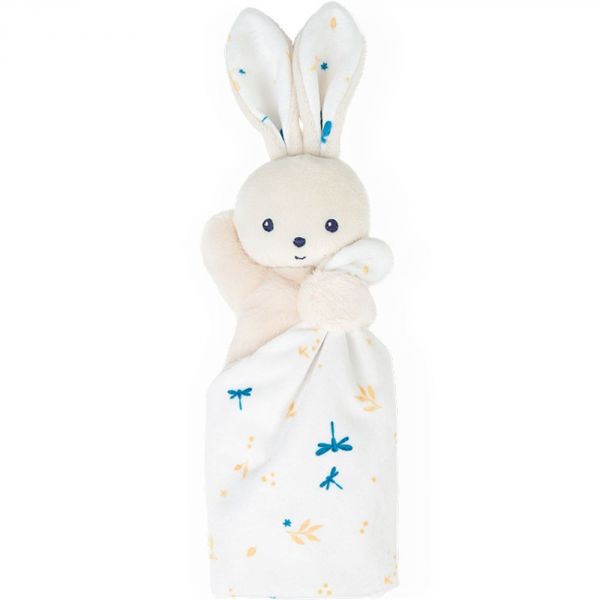 Doudou carré douceur plat Lapin blanc délicat