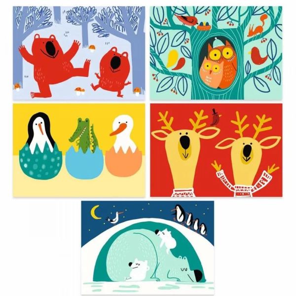 5 cartes à gratter pour enfants Animaux à découvrir