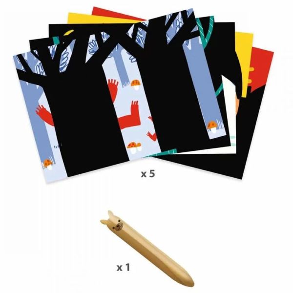 5 cartes à gratter pour enfants Animaux à découvrir