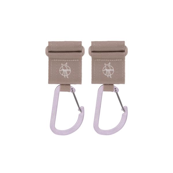 Lot de 2 attaches poussette avec mousqueton - Beige