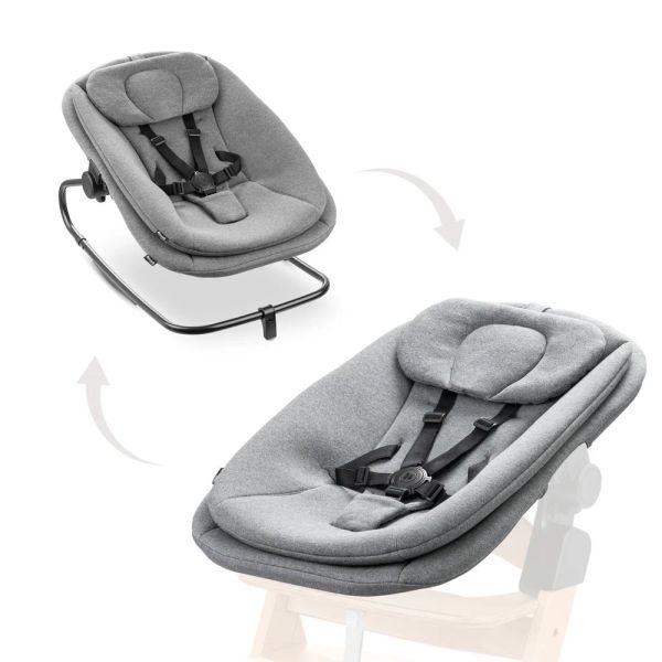 Pack Chaise haute bébé Arketa naturel avec son newborn light gris