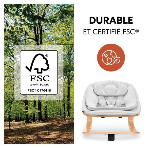Pack Chaise haute bébé Arketa naturel avec son newborn éco light gris