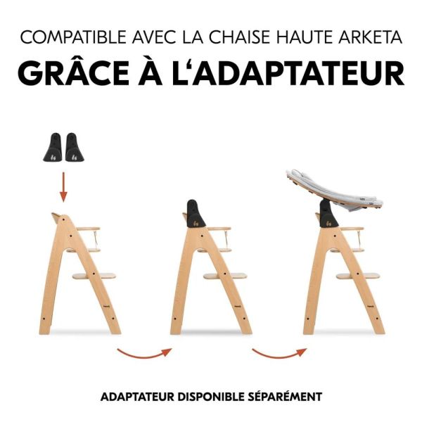 Pack Chaise haute bébé Arketa naturel avec son newborn éco light gris