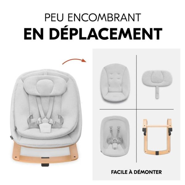 Pack Chaise haute bébé Arketa naturel avec son newborn éco light gris