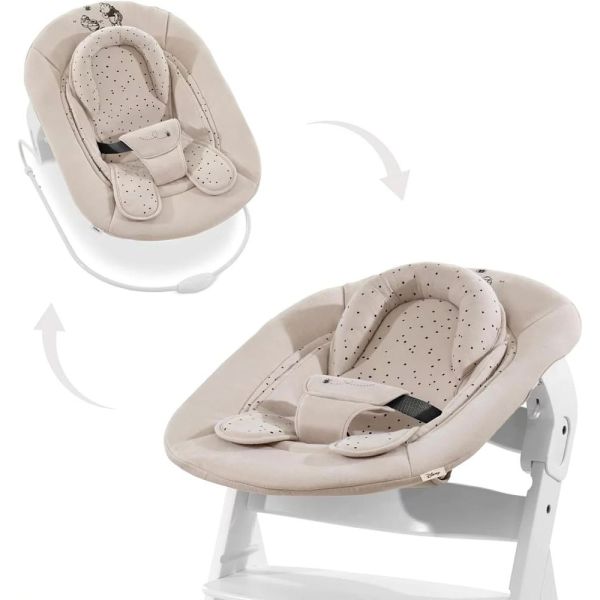 Pack Chaise haute bébé Arketa bois naturel + Transat - Balancelle Winnie &  réducteur bébé