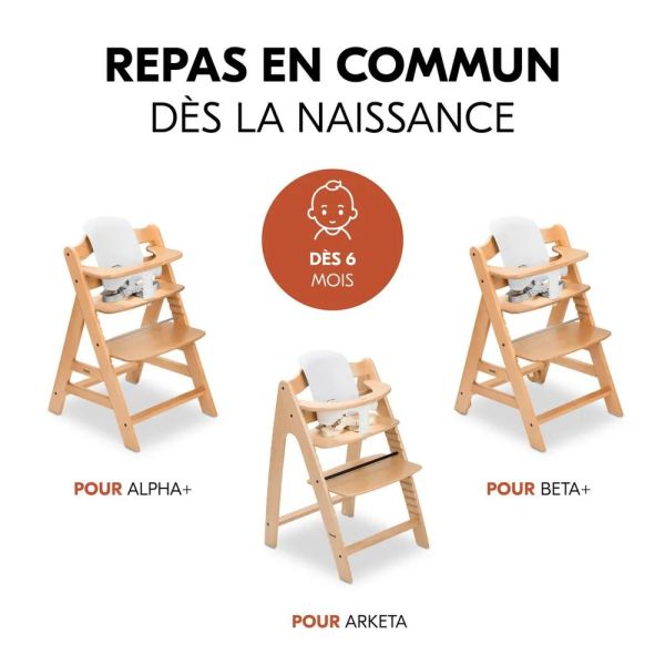 Pack Chaise haute bébé Arketa bois naturel + Transat - Balancelle Winnie &  réducteur bébé