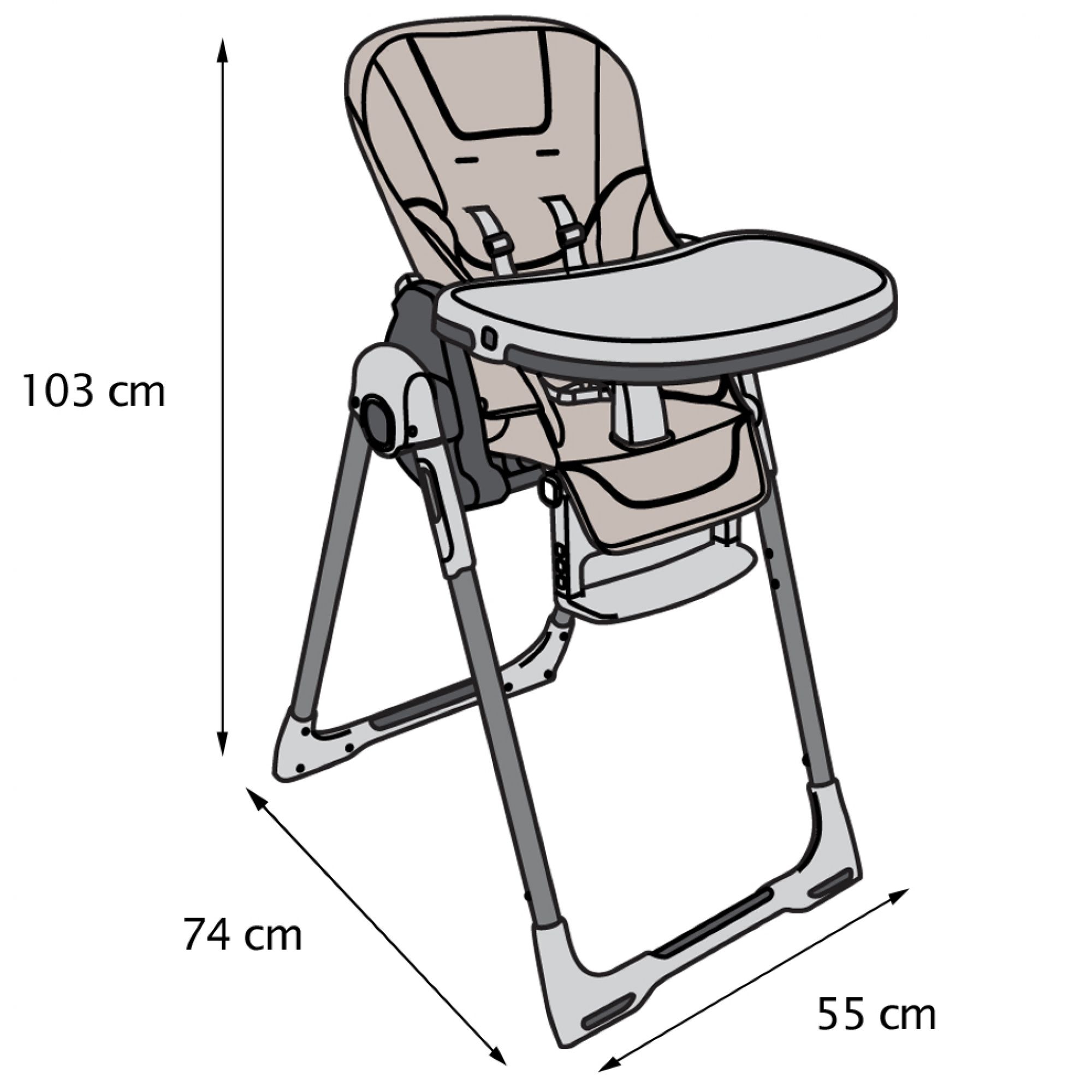 Chaise haute de poupon 55 cm
