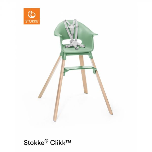Pack chaise haute Clikk Clover Green + coussin Grey Sprinkles