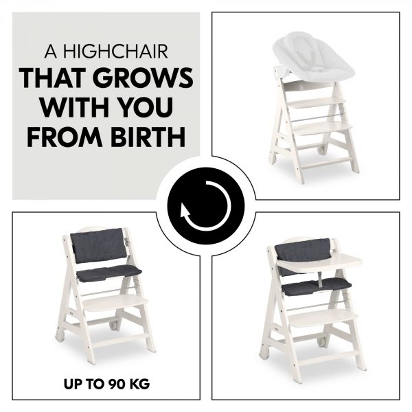 Chaise haute évolutive Beta+ 3 en 1 white