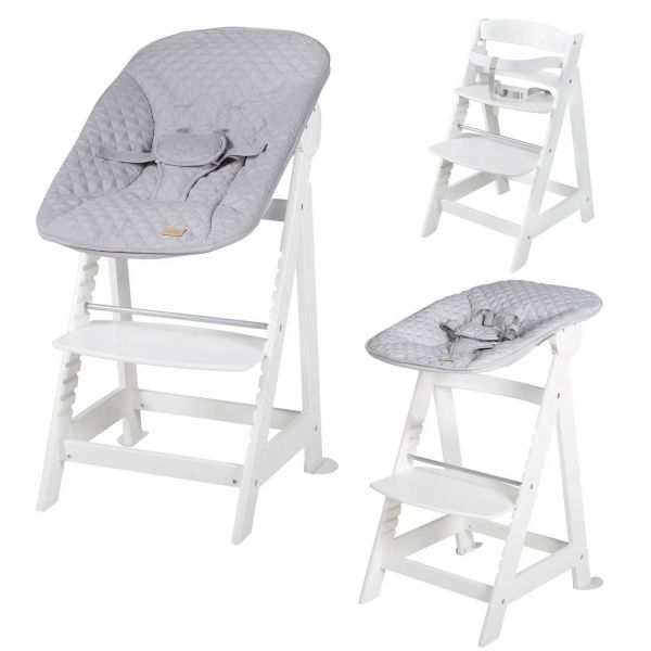 Chaise haute évolutive 2-en-1 Born Up blanc gris