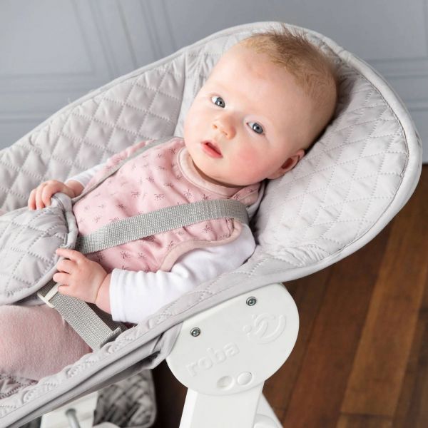 Chaise haute évolutive 2-en-1 Born Up blanc gris