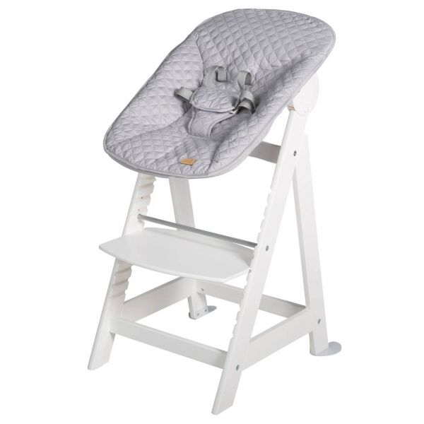 Chaise haute évolutive 2-en-1 Born Up blanc gris