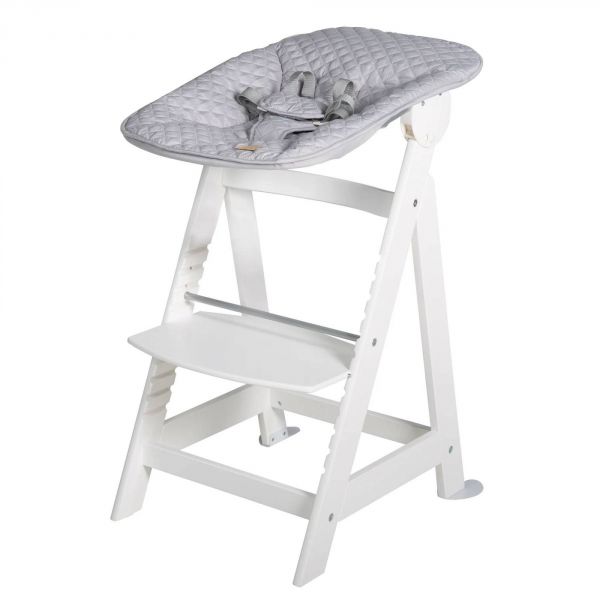Chaise Haute évolutive 2 En 1 Roba Born Up - Bois Naturel + Transat Gris, De La Naissance à 70 Kg