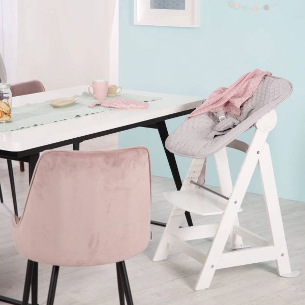 Chaise haute évolutive 2-en-1 Born Up blanc gris