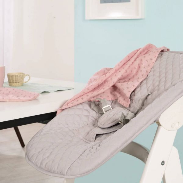 Chaise haute évolutive 2-en-1 Born Up blanc gris