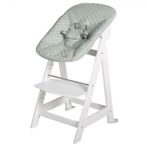 Chaise haute évolutive 2-en-1 Born Up blanc vert givré