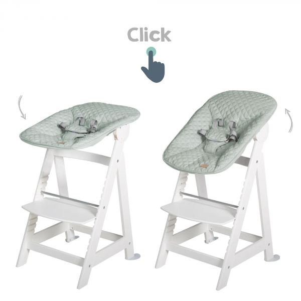 Chaise haute évolutive 2-en-1 Born Up blanc vert givré