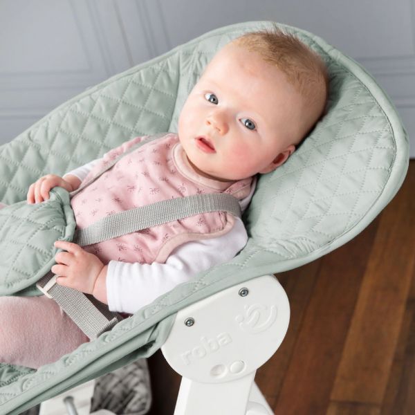 Chaise haute évolutive 2-en-1 Born Up blanc vert givré