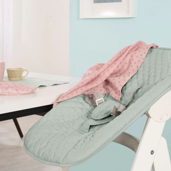 Chaise haute évolutive 2-en-1 Born Up blanc vert givré