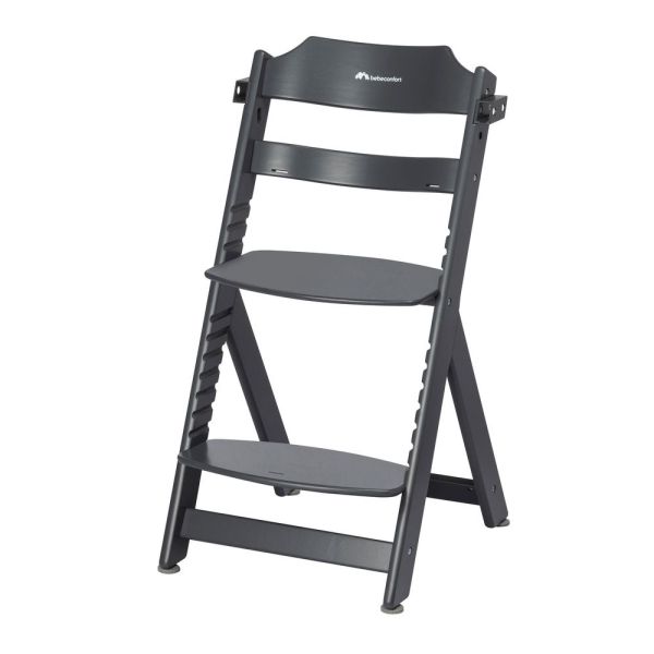 Chaise haute évolutive 2-en-1 Timba Black avec coussin gris + transat Tinted Graphite