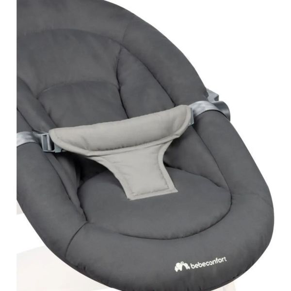 Chaise haute évolutive 2-en-1 Timba Black avec coussin gris + transat Tinted Graphite