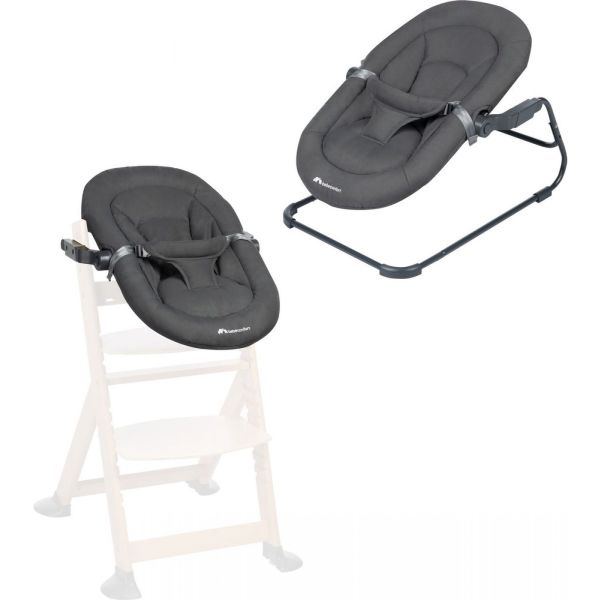 Chaise haute évolutive 2-en-1 Timba Natural Wood + transat Mineral Graphite