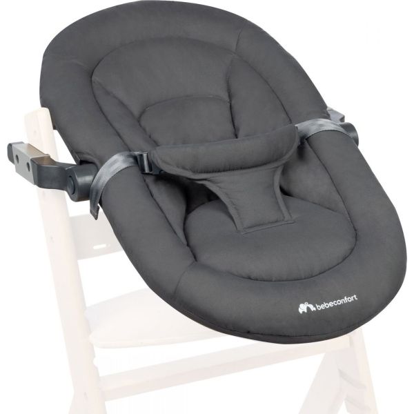 Chaise haute évolutive 2-en-1 Timba avec coussin beige + transat Mineral Graphite