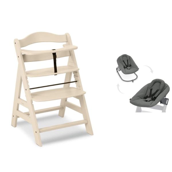 Pack Chaise haute évolutive Alpha  Beige + transat premium Dark Grey