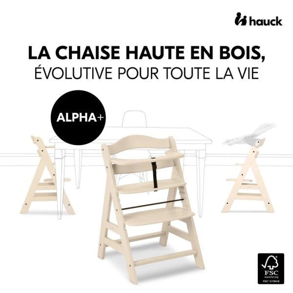 Pack Chaise haute évolutive Alpha  Beige + transat premium Dark Grey