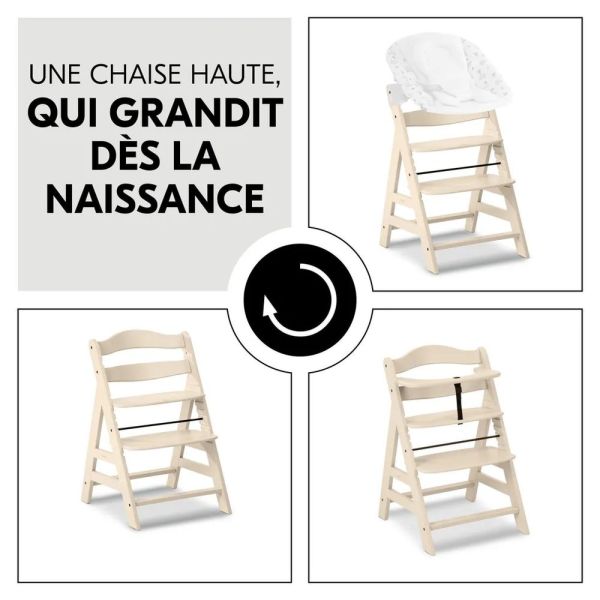 Pack Chaise haute évolutive Alpha  Beige + transat premium Dark Grey