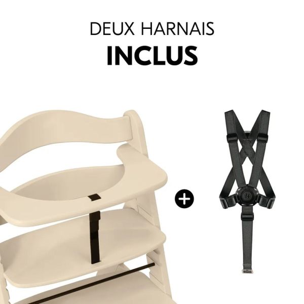 Pack Chaise haute évolutive Alpha  Beige + transat premium Dark Grey