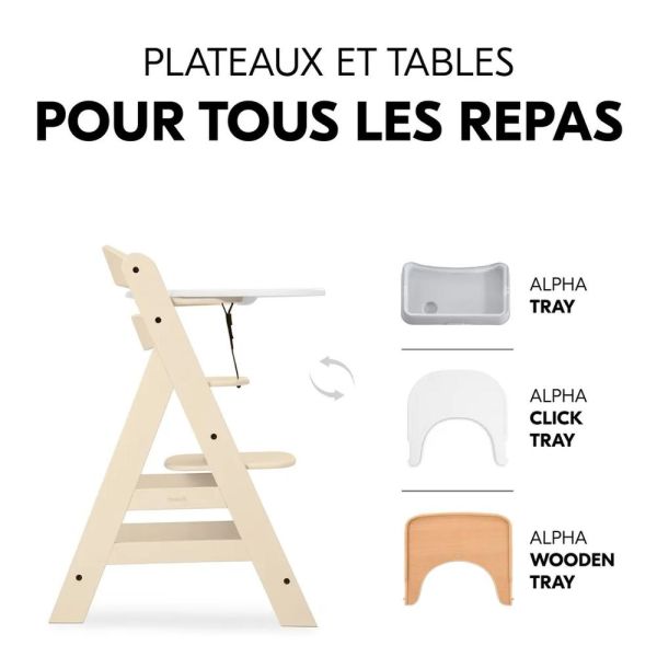 Pack Chaise haute évolutive Alpha  Beige + transat premium Dark Grey
