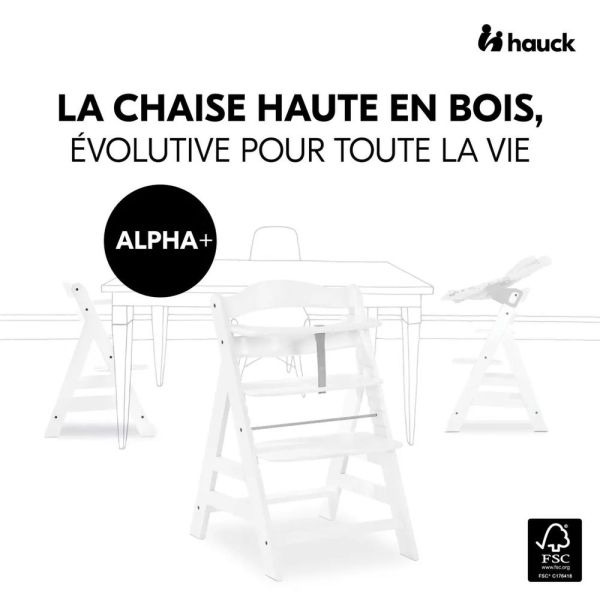 Pack Chaise haute évolutive Alpha Blanche + transat Light Grey