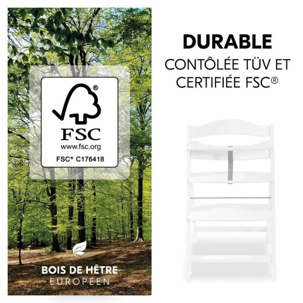 Pack Chaise haute évolutive Alpha Blanche + transat Light Grey