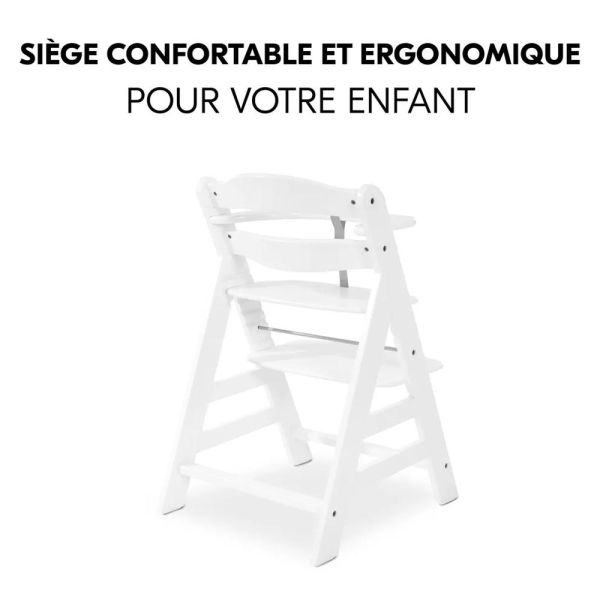 Pack Chaise haute évolutive Alpha Blanche + transat Light Grey