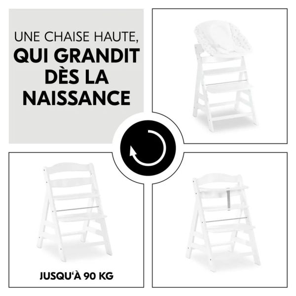 Pack Chaise haute évolutive Alpha Blanche + transat Light Grey