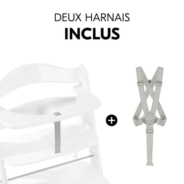 Pack Chaise haute évolutive Alpha Blanche + transat Light Grey