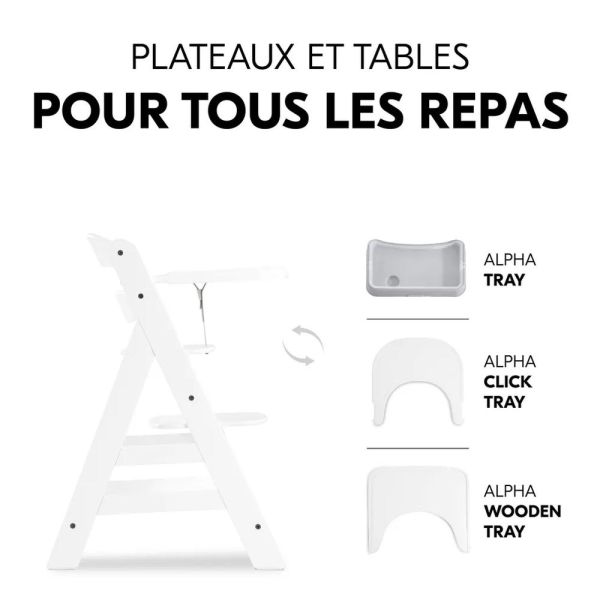 Pack Chaise haute évolutive Alpha Blanche + transat Light Grey